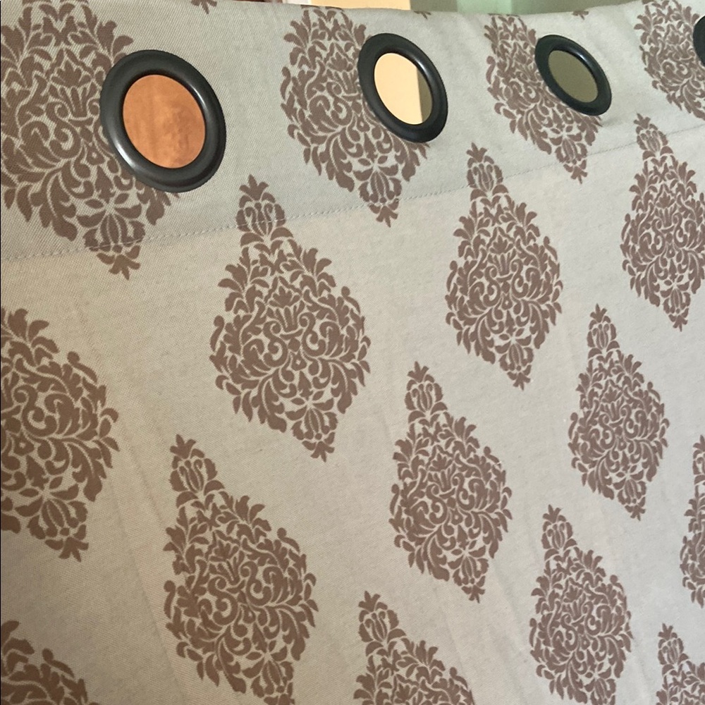 Tan and beige Patterned Curtain set of 2